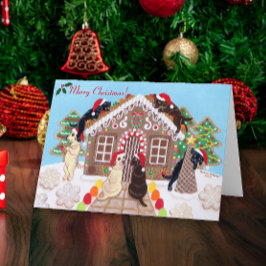 Cartão De Festividades Pintura dos Labradores da Casa de Pão Ginger