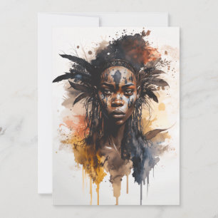 Cartão De Festividades Pintura Por Aquarela, Lindas Mulheres Africanas