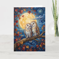 Pintura Romântica de Coruja ao Luar