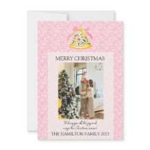 Píquete de Pink da Célula de Natal com Foto