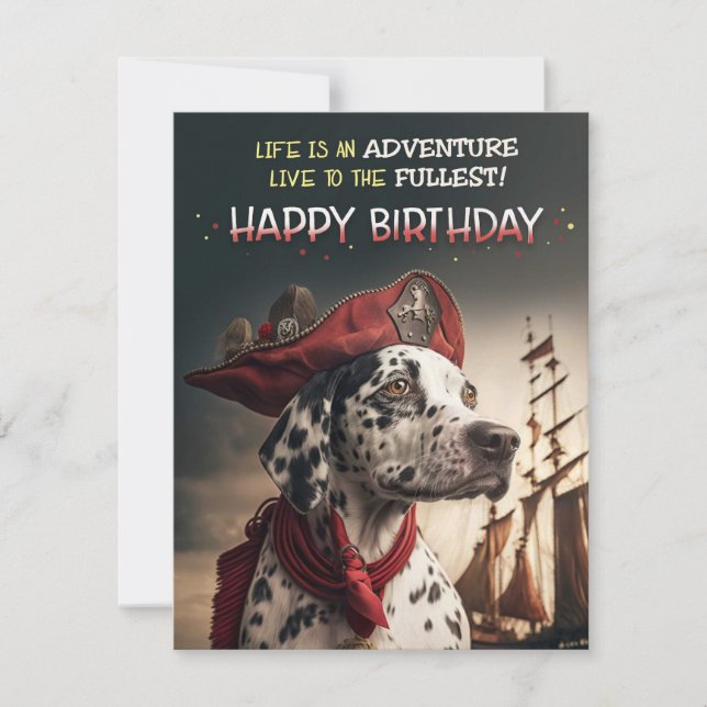 Cartão De Festividades Pirate Adventure Dalmatian Birthday Card (Frente)