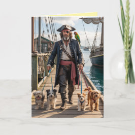 Cartão De Festividades Pirate Walkin' the Dog Card