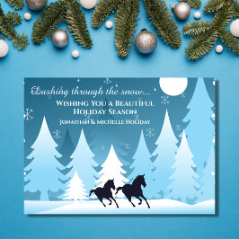 Cartão De Festividades Piscando pelo Planador de Natal do Cavalo de Neve