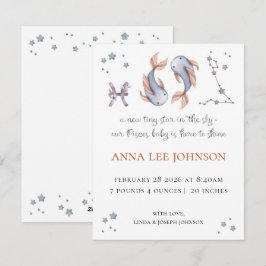 Cartão De Festividades Pisces Zodiac Birth Announcement