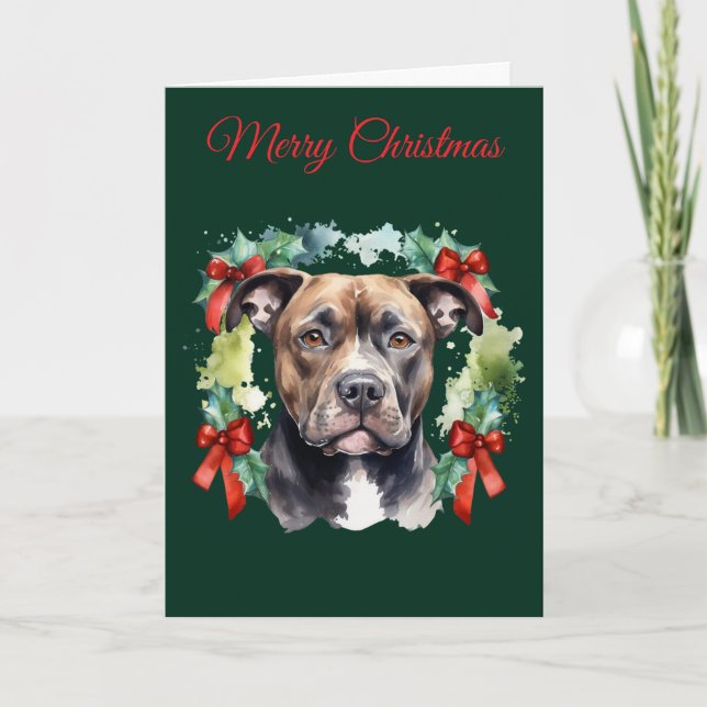 Cartão De Festividades Pitbull de Natal (Frente)