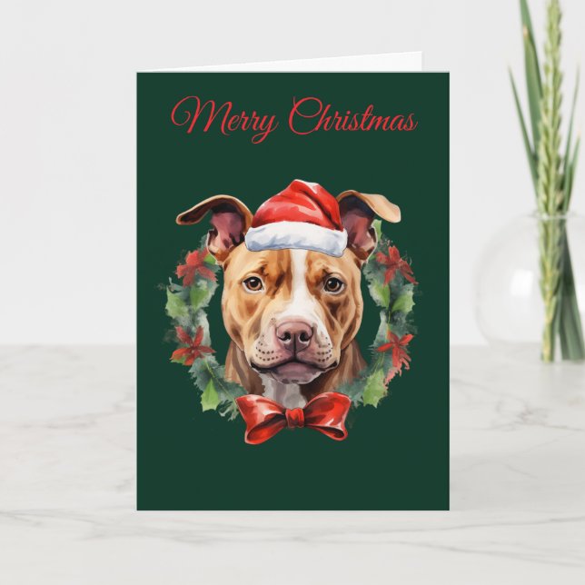 Cartão De Festividades Pitbull de Natal (Frente)