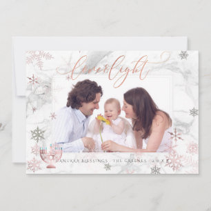 Cartão De Festividades PixDezines Amor + Luz Hanukkah Mármore Flocos de N