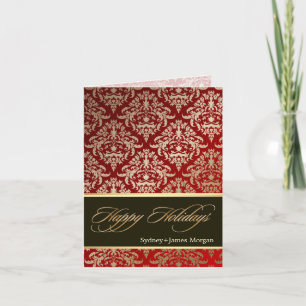 Cartão De Festividades PixDezines Céline Damask, Faux Gold Happy Holidays