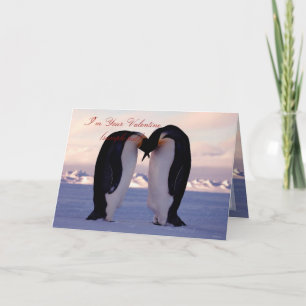 Cartão De Festividades PixDezines Kissing Emperor Penguin Valentine's