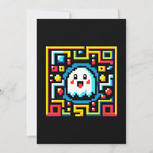 Cartão De Festividades Pixel Ghost Maze - Jogos Inspirados em Arcade Retr