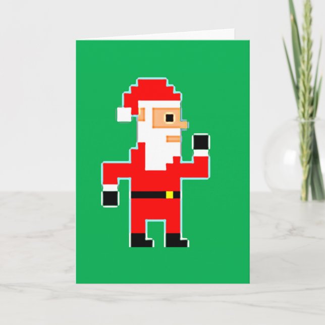 Cartão De Festividades Pixel Papai Noel (Frente)