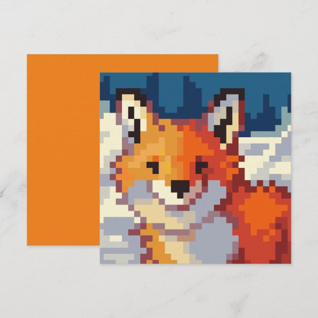 Cartão De Festividades Pixelart, vos, Fox, Pixel Art  (Frente/Verso)
