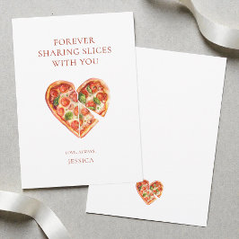 Cartão De Festividades Pizza de Coração de Aquarela Engraçada Dia dos Nam