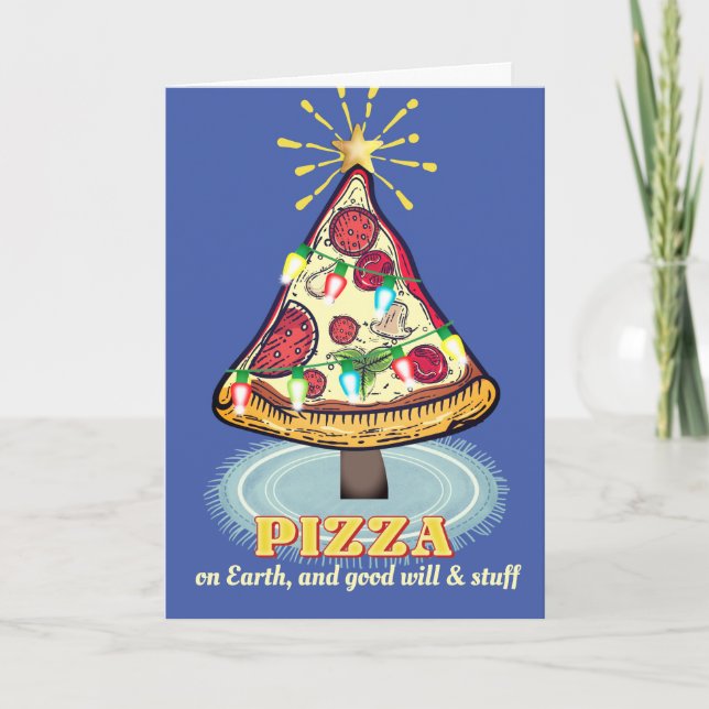 Cartão De Festividades Pizza Restaurante italiano catador Natal Holida (Frente)