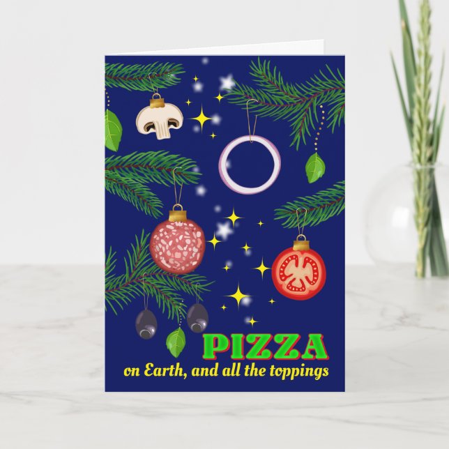 Cartão De Festividades Pizza Restaurante italiano catador Natal Holida (Frente)
