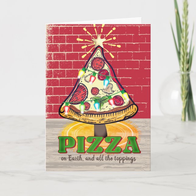 Cartão De Festividades Pizza Restaurante italiano catador Natal Holida (Frente)