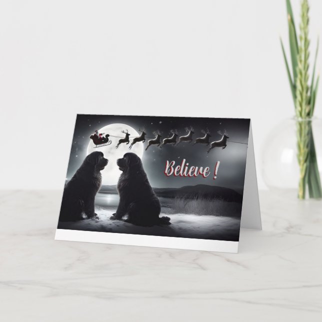 Cartão De Festividades Placa 5x7 2 Newfs e Papais noeis (Frente)