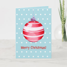 Cartão De Festividades Placa azul do Enfeites de natal vermelho