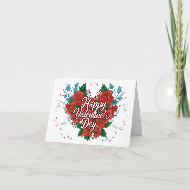 Cartão De Festividades Placa Cardíaca Floral Rosa Pulverizada feliz dia d (Frente)