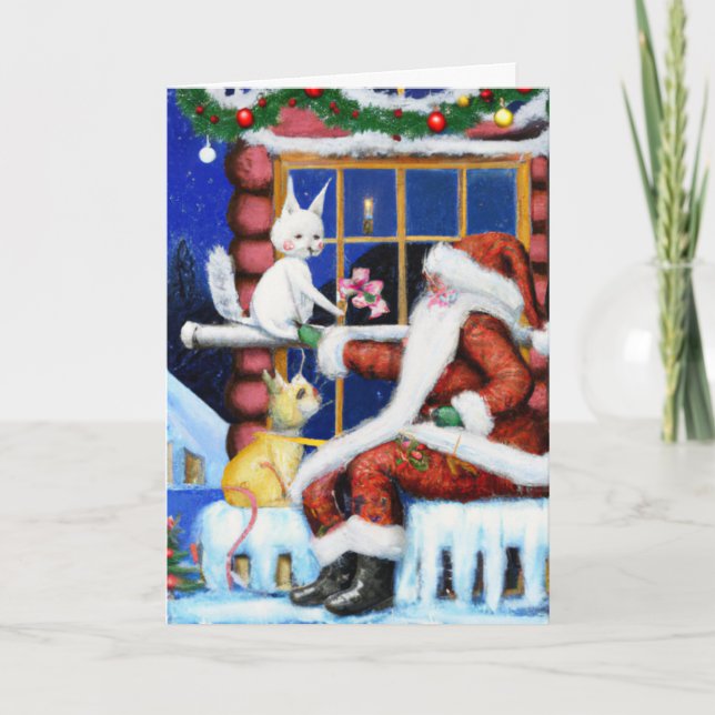 Cartão De Festividades Placa Cat Inspirada Vintage (Frente)