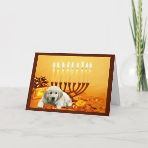 Cartão De Festividades Placa Chanukah de Retriever de ouro Menorah3