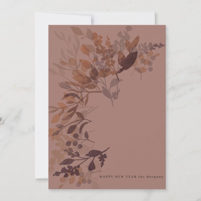 Cartão De Festividades Placa de Anos novos Flat de Botânica de Aquarela (Frente)