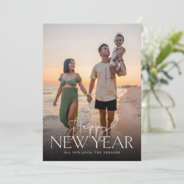 Cartão De Festividades Placa de Anos novos Simples Script e Sans Vertical