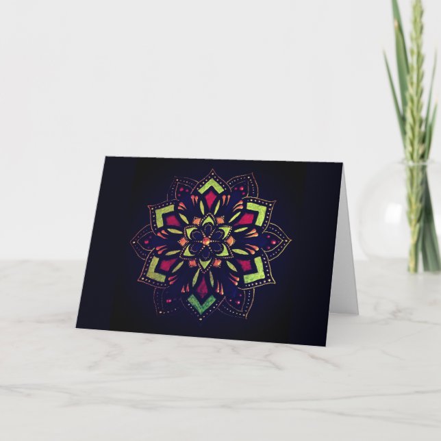 Cartão De Festividades Placa de anotação de Vazio Mandala pintada com imp (Frente)