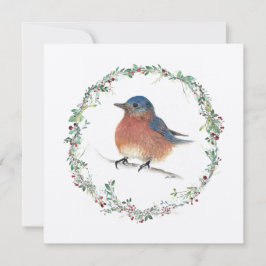 Cartão De Festividades Placa de arte de aquarelas Bluebird Natal