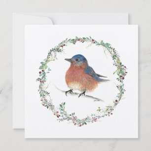 Cartão De Festividades Placa de arte de aquarelas Bluebird Natal