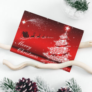 Cartão De Festividades Placa de Árvore de Natal com Espumante Vermelho Me