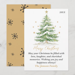 Cartão De Festividades Placa de Árvore de Natal Elegante Watercolor