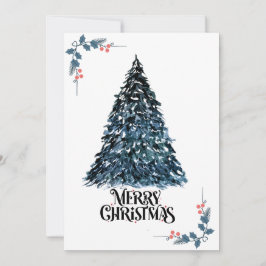 Cartão De Festividades Placa de Árvore de Natal Elegante Watercolor | Fes