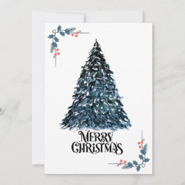 Cartão De Festividades Placa de Árvore de Natal Elegante Watercolor | Fes