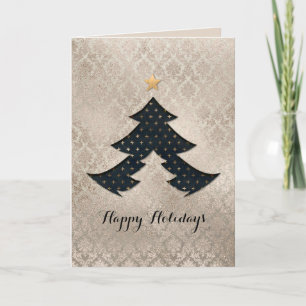 Cartão De Festividades Placa de Árvore de Natal Moderna Pearl Damask