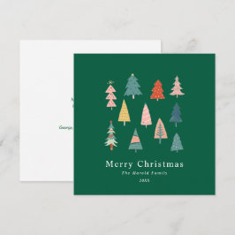 Cartão De Festividades Placa de Árvores de Natal Simples e Verde Moderno