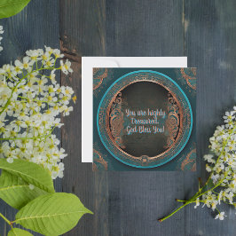 Cartão De Festividades Placa de Bênção Turquesa de Cobre Redonda