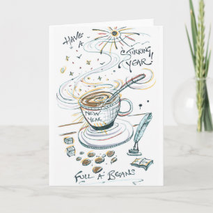 Cartão De Festividades Placa de café do feliz ano novo