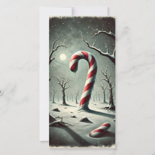 Cartão De Festividades Placa de canas de doces noturnas de inverno com ne