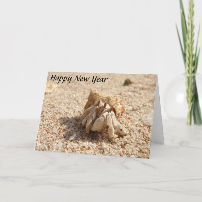 Cartão De Festividades Placa de caranguejo feliz ano novo (Frente)
