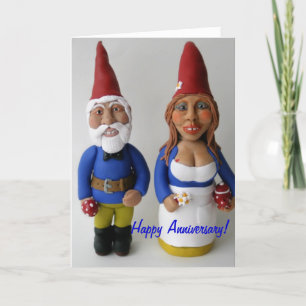 Cartão De Festividades Placa de Casal Gnome para aniversário feliz