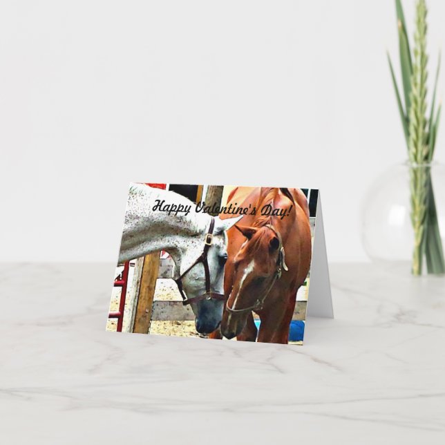 Cartão De Festividades Placa de dia de os namorados com Cavalos (Frente)