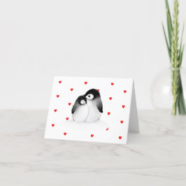 Cartão De Festividades Placa de Dia de os namorados Coração Pinguim Cute