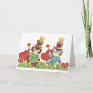 Cartão De Festividades Placa de Dia de os namorados de Parada de Cat Retr