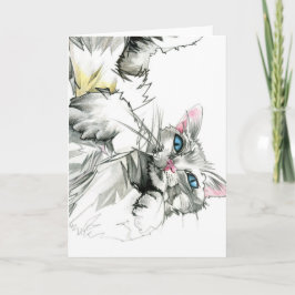 Cartão De Festividades Placa de dia de os namorados: Desenho de gato bran