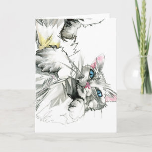 Cartão De Festividades Placa de dia de os namorados: Desenho de gato bran