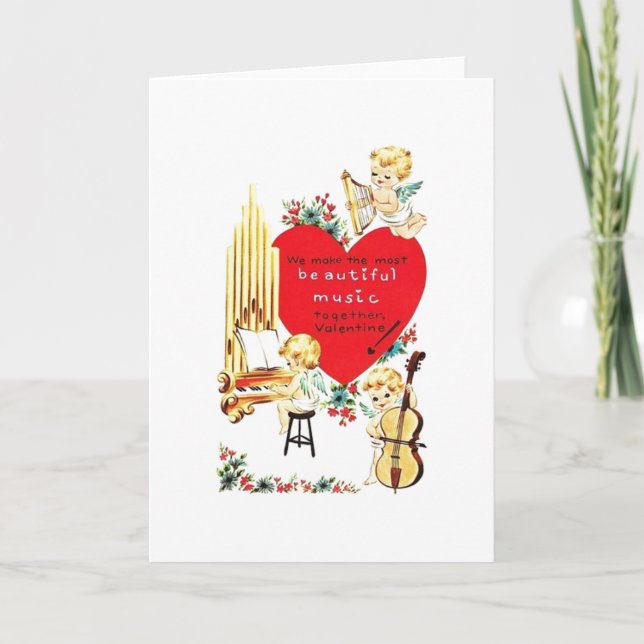 Cartão De Festividades Placa de Dia de os namorados para Músicos de Anjo  (Frente)