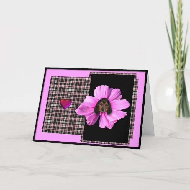 Cartão De Festividades Placa de Dia de os namorados Rosa do Beagle Bloomi (Frente)