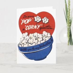 Cartão De Festividades Placa de Dia de os namorados Vintage Popcorn