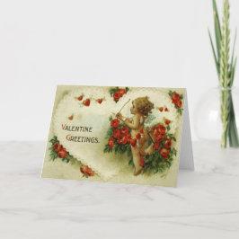 Cartão De Festividades Placa de Dia de os namorados Vitoriana Cupid e Ros